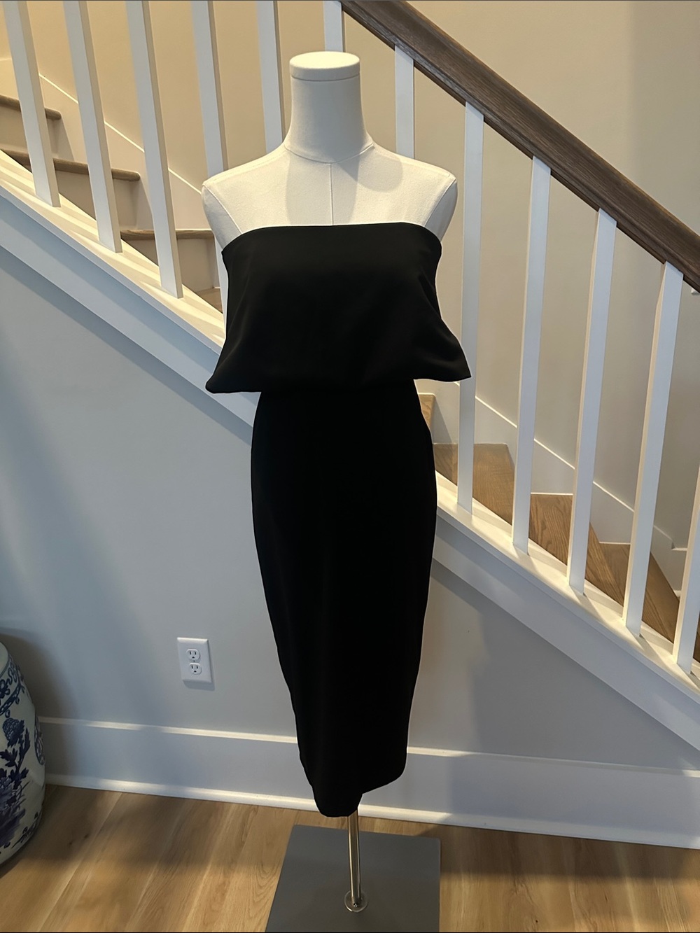 Lulu's Black Strapless Blouson Midi Dress